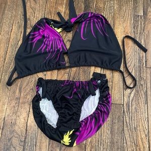 Vintage Bikini black with abstract floral
